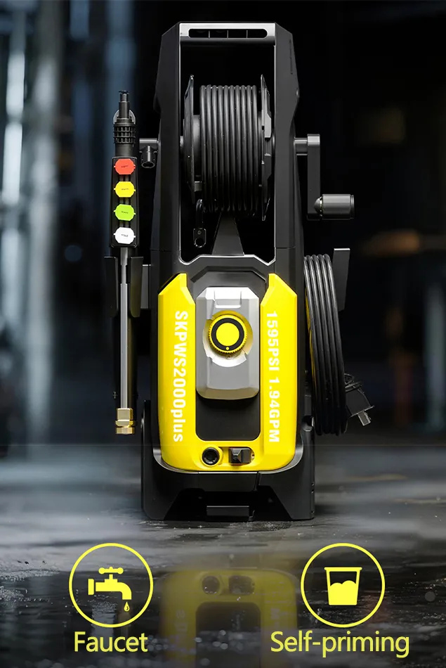 Self-priming, faucet operated high pressure washer