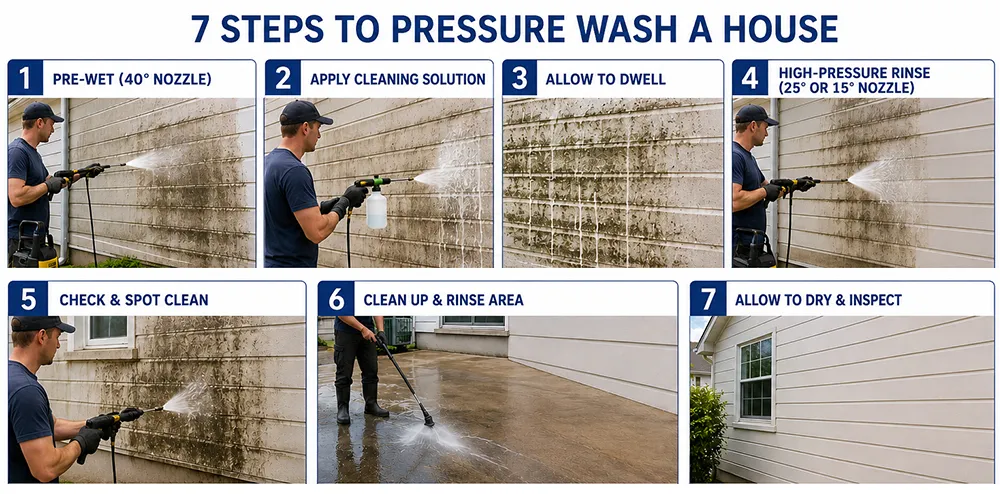 7 STEPS TO PRESSURE WASH A HOUSE