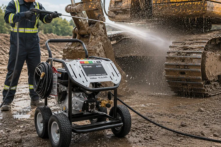 Industrial high-pressure cleaner for cleaning excavators