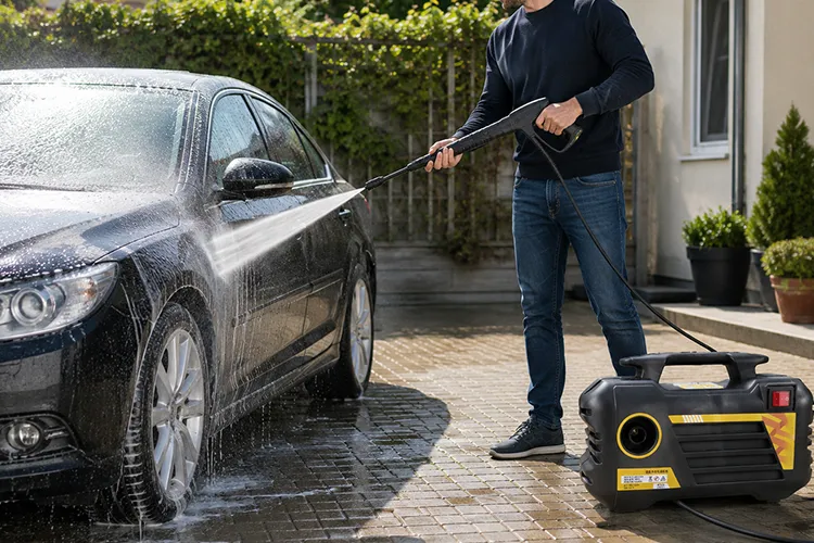 Portable high-pressure washer for cleaning cars